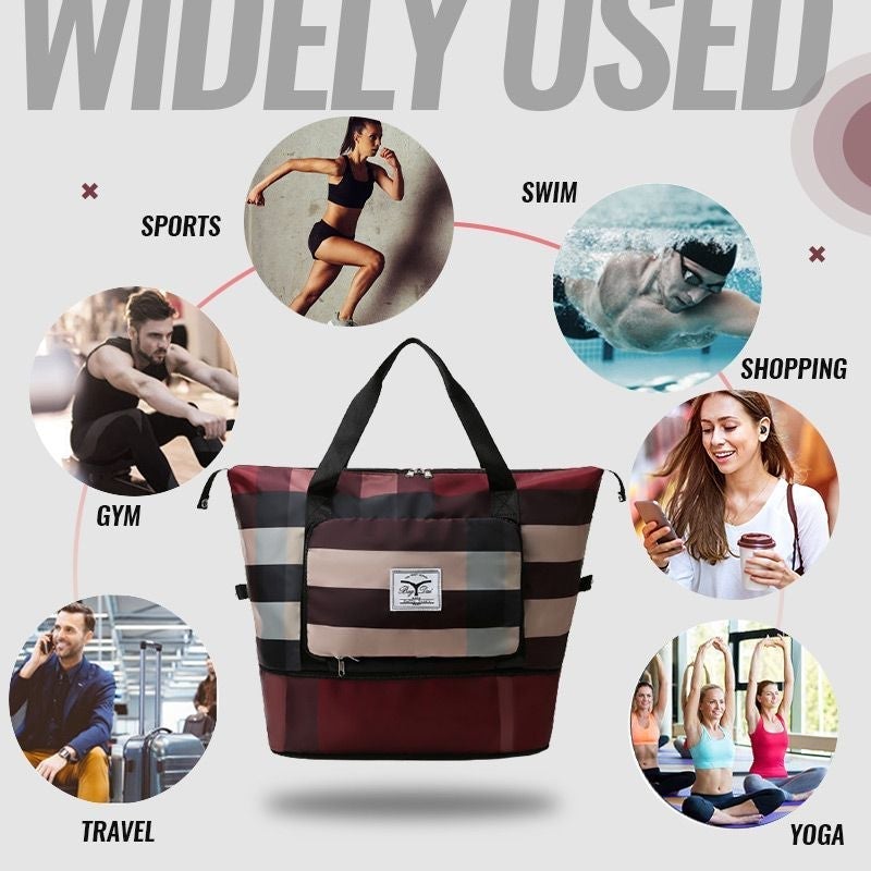 TravelEase – Große gestreifte Wochenend-Reisetasche
