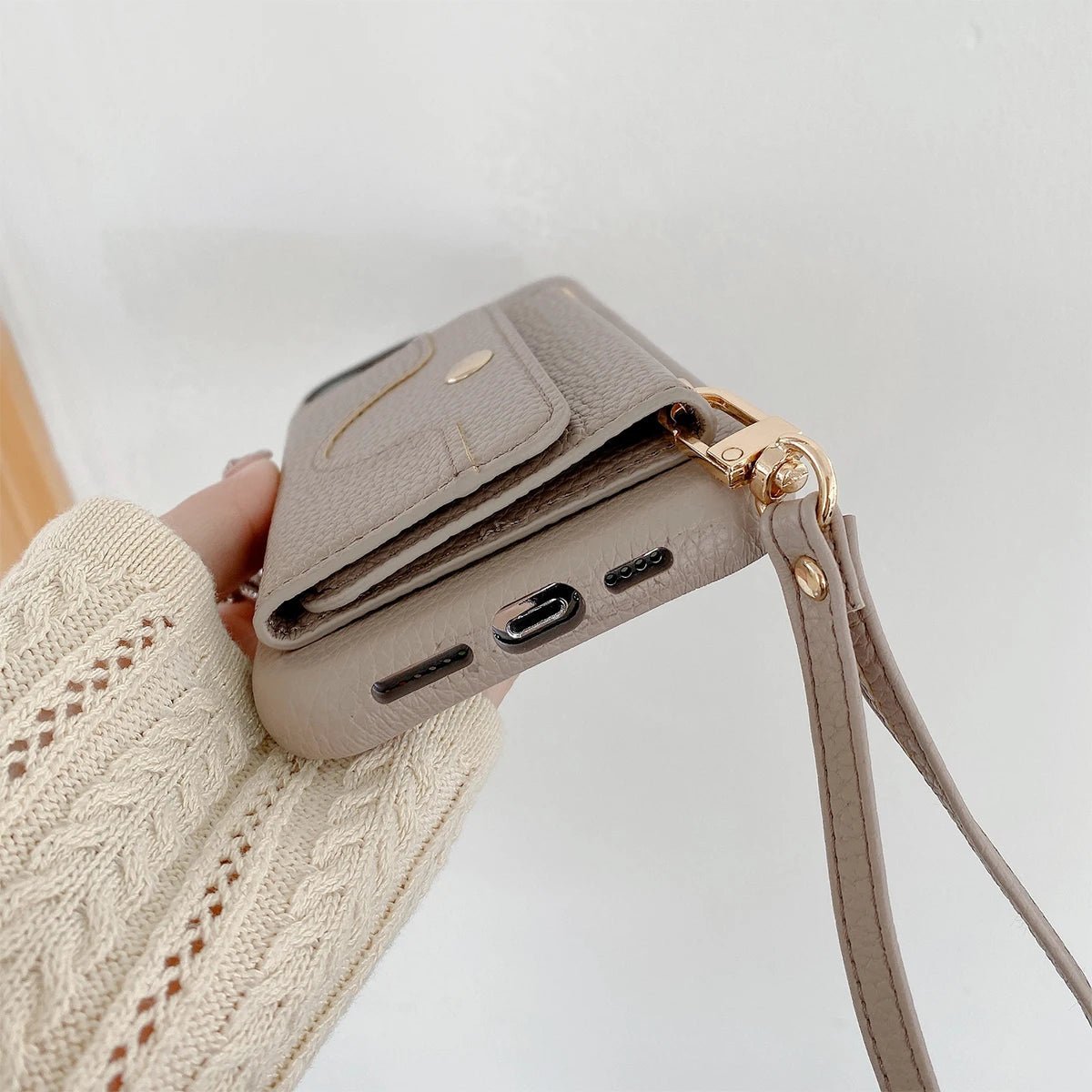 Deluxe gespiegeltes Leder Kartenhalter Telefonetui