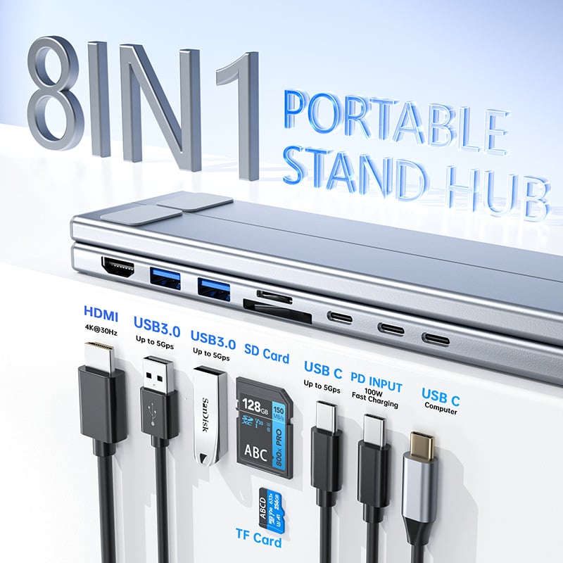 DockMaster™ 8-in-1 USB-C-Dock und Laptop-Ständer | 50% RABATT