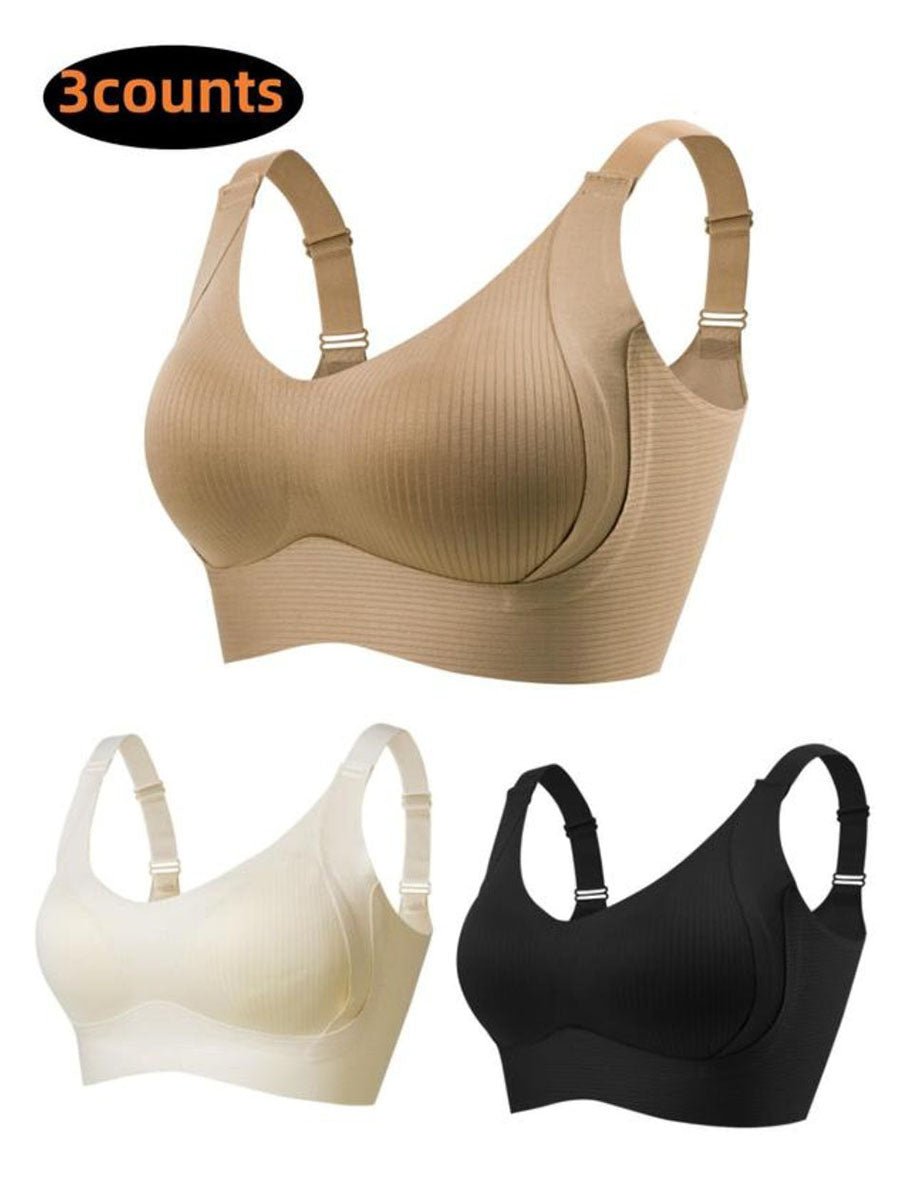 🎁Buy 1 Get 3 Packs💕Women's Ribbed Push Up Adjustable Wireless Bra🌸