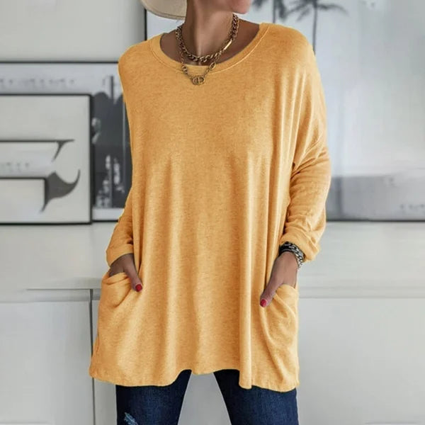 CasualEase – Lässiges Langarmshirt mit Tasche | 50% RABATT