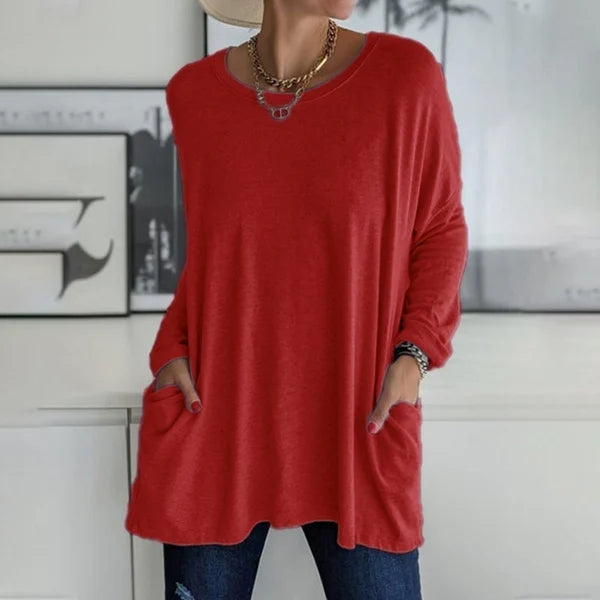 CasualEase – Lässiges Langarmshirt mit Tasche | 50% RABATT