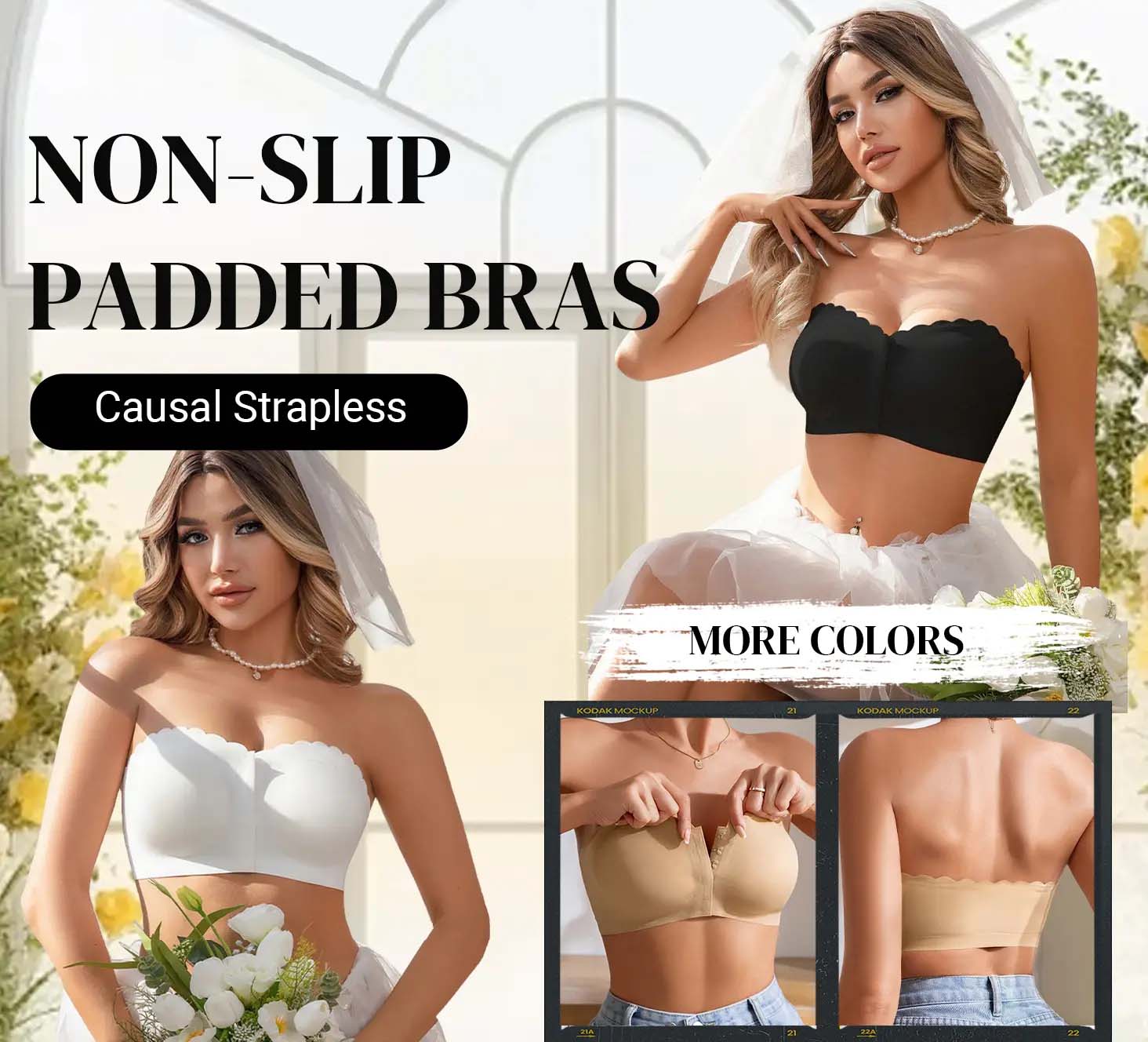 SlipFree™ – Nahtloser Bandeau-BH mit Vorderverschluss | 1+1 GRATIS