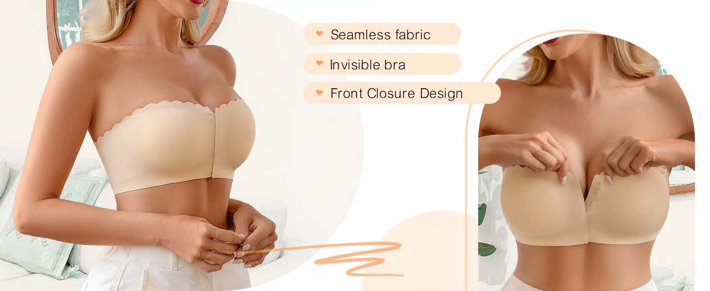 SlipFree™ – Nahtloser Bandeau-BH mit Vorderverschluss | 1+1 GRATIS