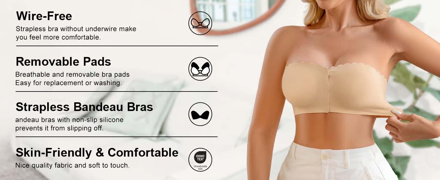 SlipFree™ – Nahtloser Bandeau-BH mit Vorderverschluss | 1+1 GRATIS