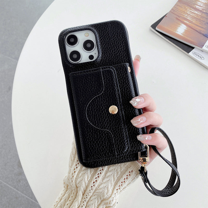 Deluxe gespiegeltes Leder Kartenhalter Telefonetui