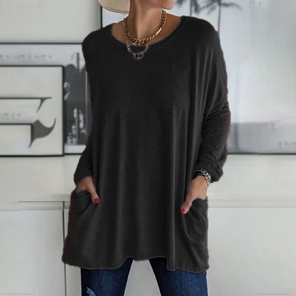 CasualEase – Lässiges Langarmshirt mit Tasche | 50% RABATT