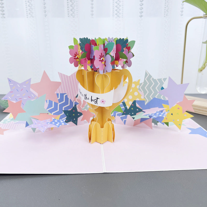 BloomLux® Handgemachte 3D‑Blumen-Grußkarte | 1+2 GRATIS