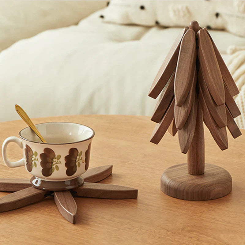 WoodJoy – Isolierte Untersetzer aus Massivholz im Weihnachtsbaum-Design