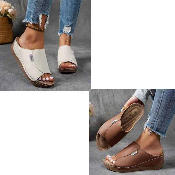 Bequeme Slides mit Fußgewölbeunterstützung – Einfarbige Damensandalen – Atmungsaktiv