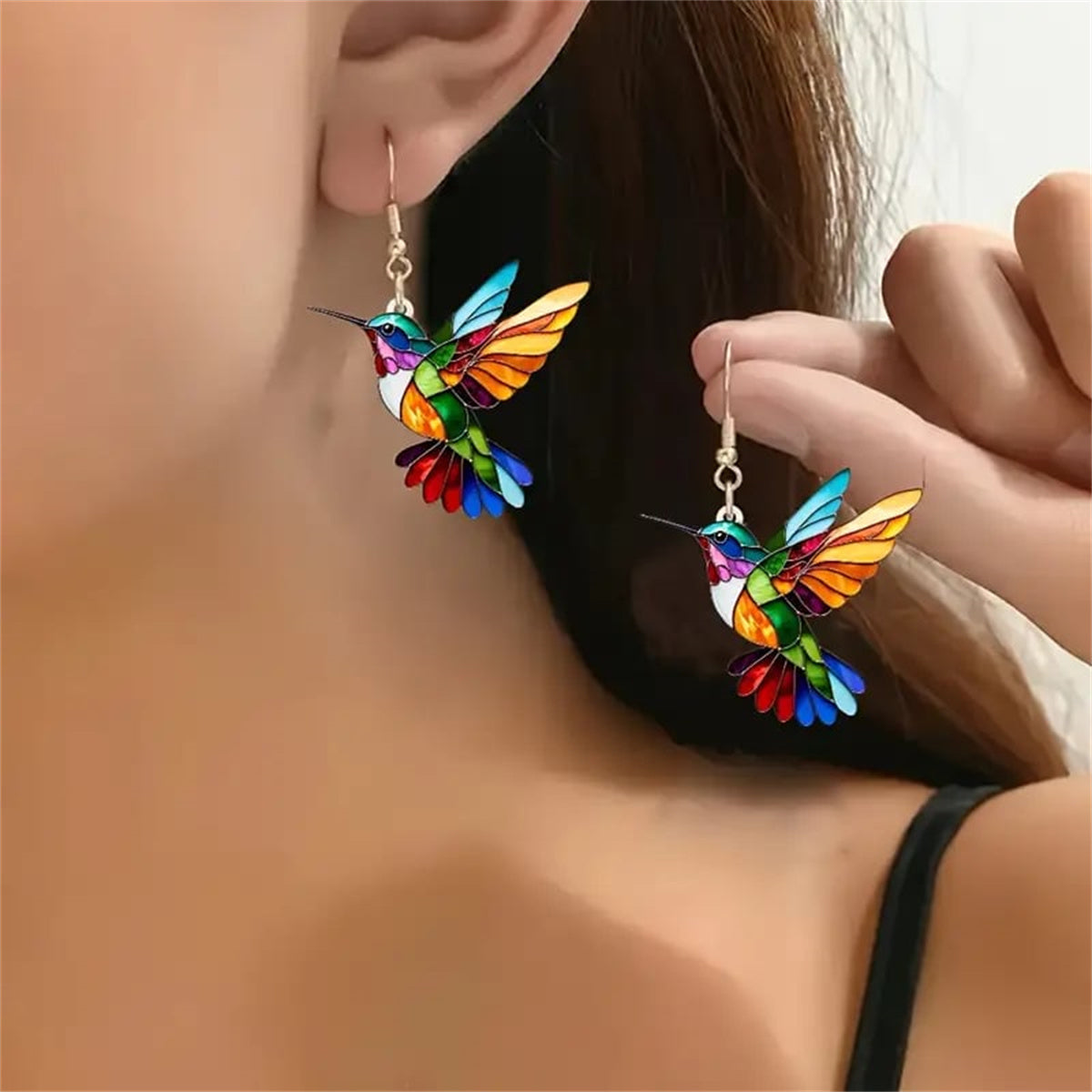 Bunte Kolibri-Ohrringe - Geschenk für Vogelliebhaber