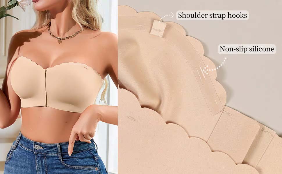 SlipFree™ – Nahtloser Bandeau-BH mit Vorderverschluss | 1+1 GRATIS