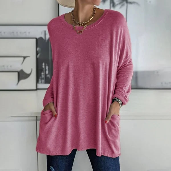 CasualEase – Lässiges Langarmshirt mit Tasche | 50% RABATT
