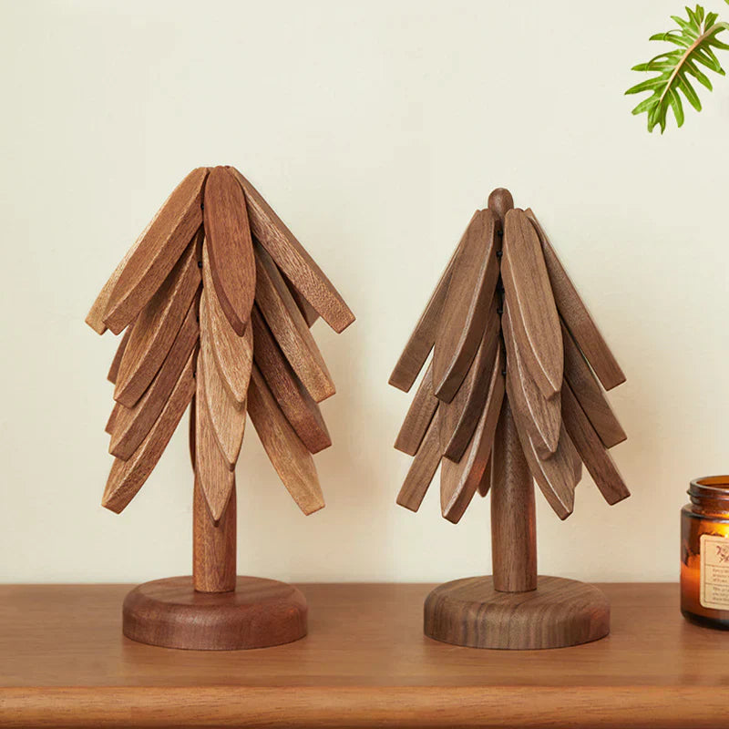 WoodJoy – Isolierte Untersetzer aus Massivholz im Weihnachtsbaum-Design