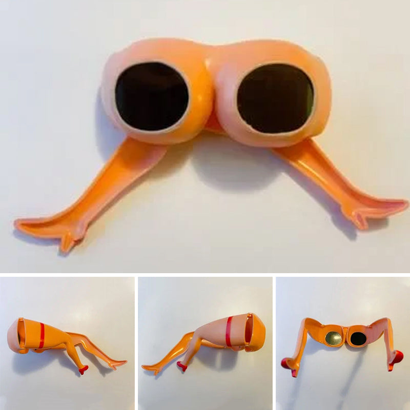 Neuartige Sonnenbrille in Bein- und Gesäßform