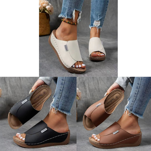 Bequeme Slides mit Fußgewölbeunterstützung – Einfarbige Damensandalen – Atmungsaktiv