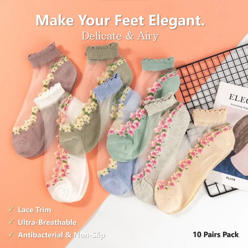 FloraLux™ – Spitzensöckchen für Eleganz & Komfort | 5+5 GRATIS