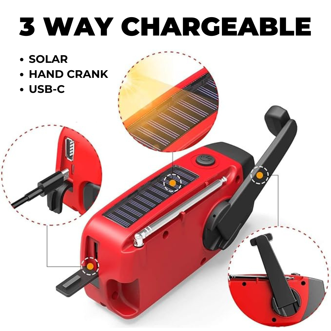 SurvivalWave™ – Notfunkgerät mit Solarpanel & Handkurbel | 50% RABATT