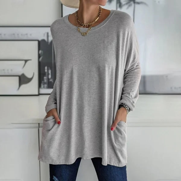 CasualEase – Lässiges Langarmshirt mit Tasche | 50% RABATT