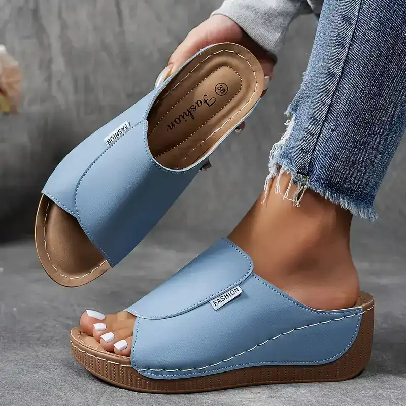 Bequeme Slides mit Fußgewölbeunterstützung – Einfarbige Damensandalen – Atmungsaktiv