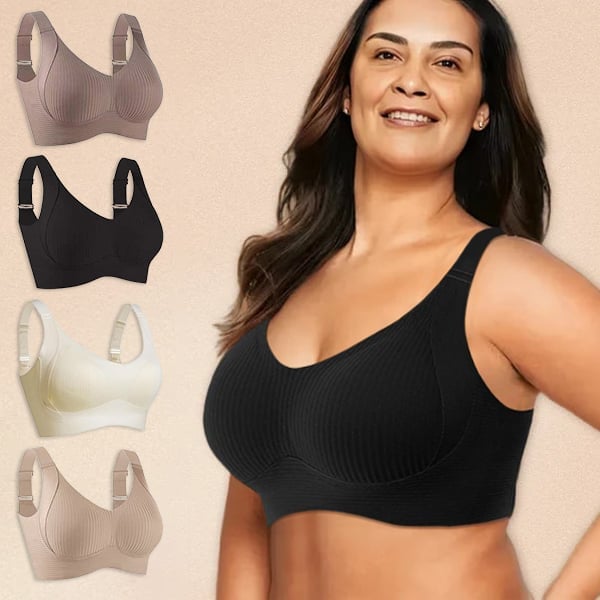 🎁Buy 1 Get 3 Packs💕Women's Ribbed Push Up Adjustable Wireless Bra🌸