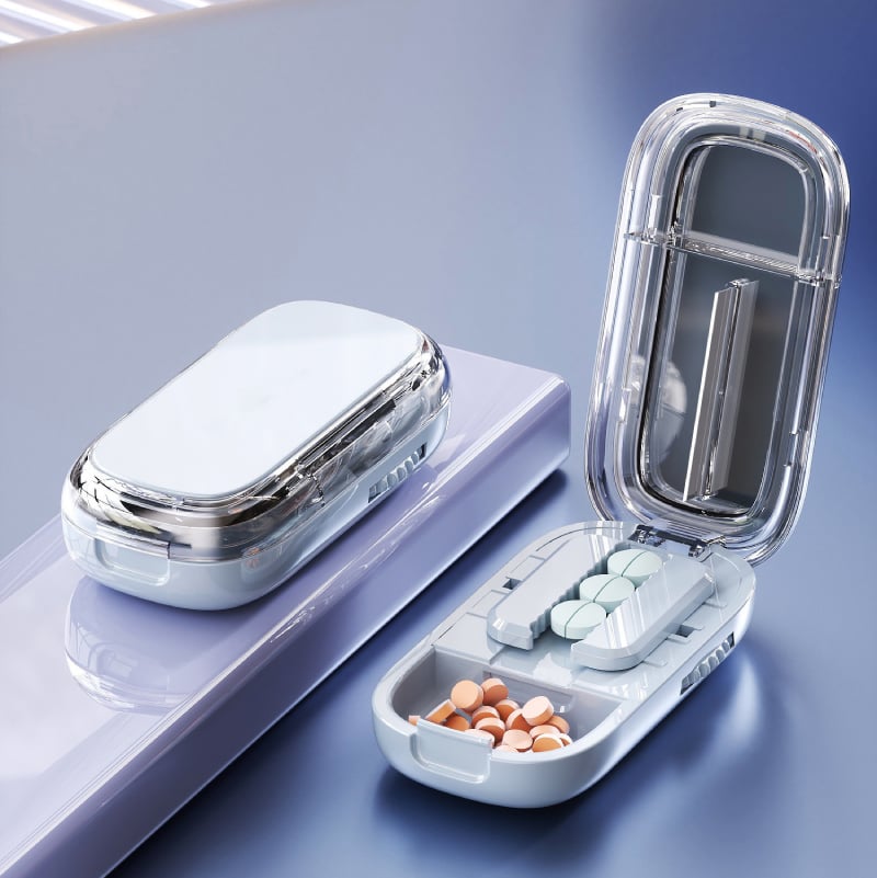 MedLux® 3-in-1-Tablettenzerteiler und Aufbewahrungsbox | 1+1 GRATIS