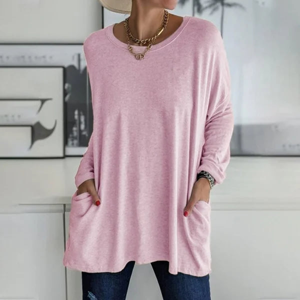 CasualEase – Lässiges Langarmshirt mit Tasche | 50% RABATT