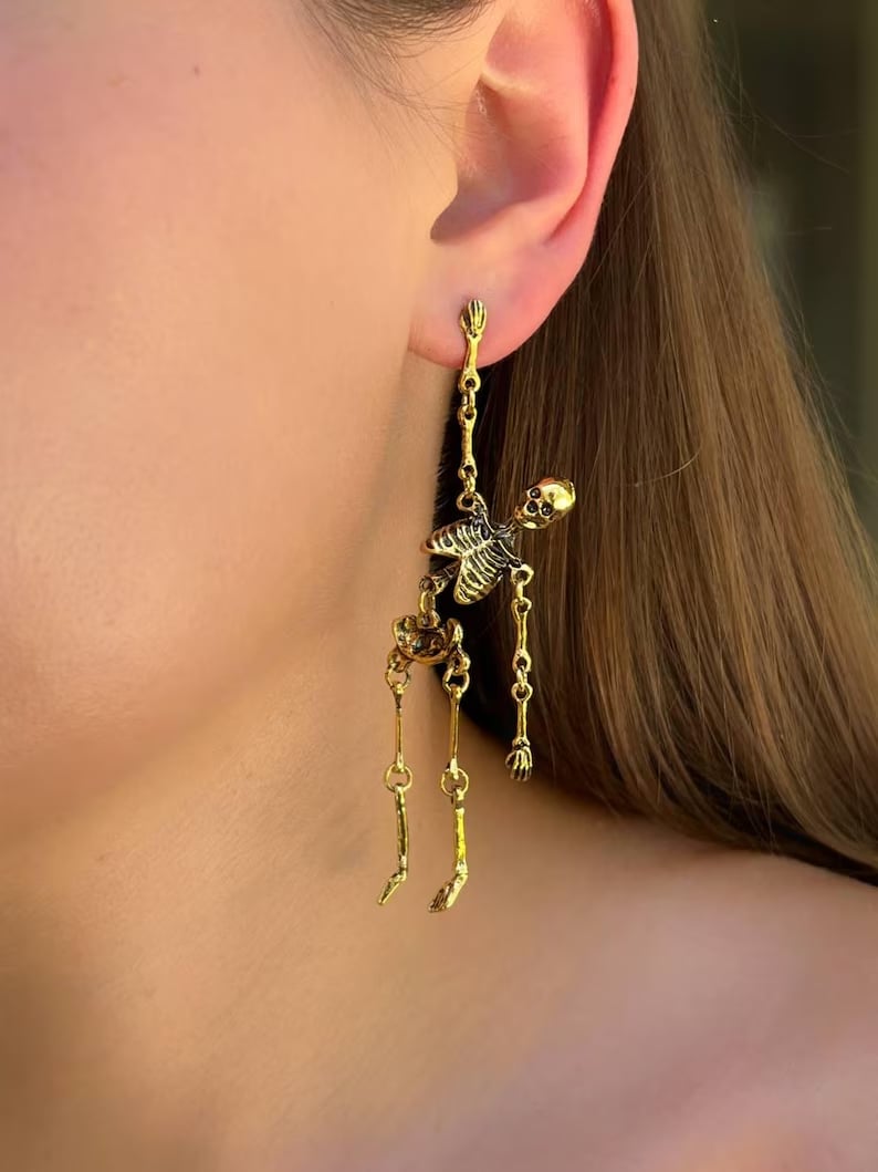MystiGold – Skelett-Ohrringe in Gold | 1+1 GRATIS