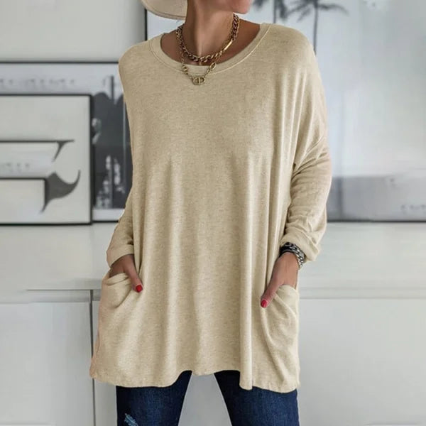 CasualEase – Lässiges Langarmshirt mit Tasche | 50% RABATT
