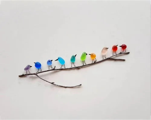 Meerglas Regenbogen Vögel - Gerahmt Einzigartig Handgemacht