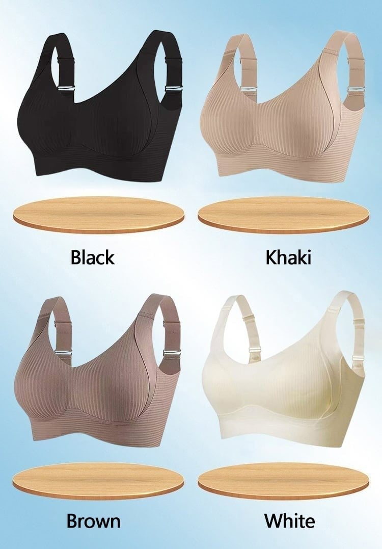 🎁Buy 1 Get 3 Packs💕Women's Ribbed Push Up Adjustable Wireless Bra🌸