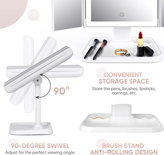 Dreifach-LED-Makeup-Spiegel