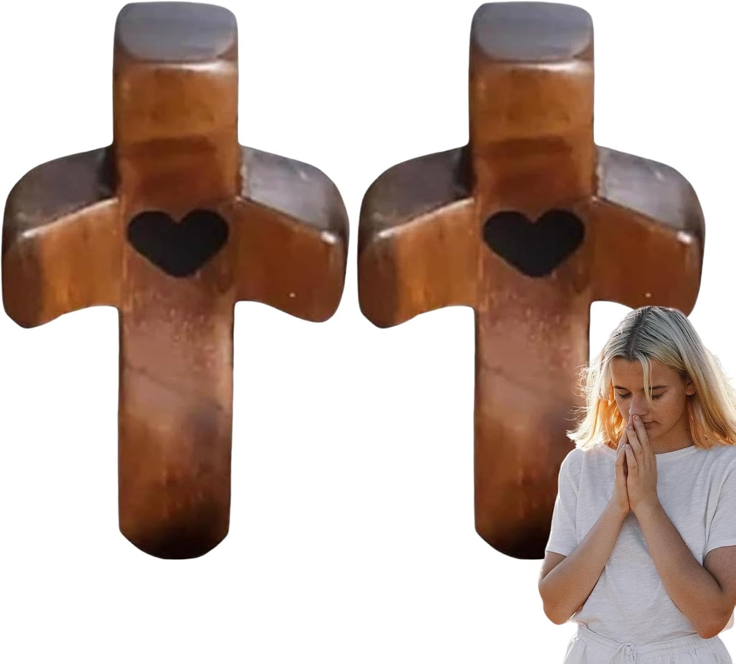 Geschnitzte Holzkreuze, handgefertigte Holzkreuze für die Liebe, zum Halten der Hand, Anti-Stress