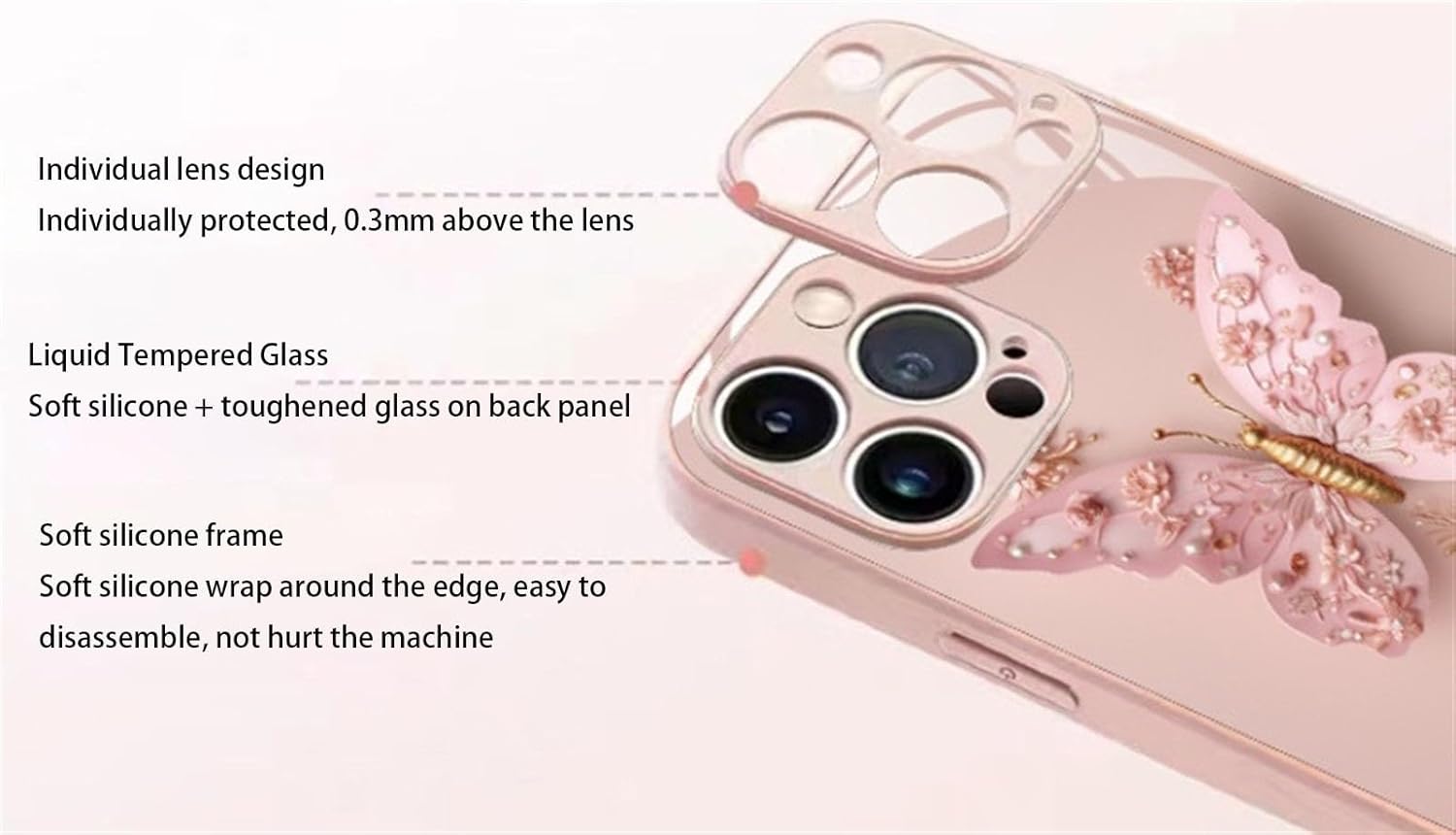 3D-Schmetterlingsglas für iPhone | Eleganter Schutz in 3D | 1+1 GRATIS