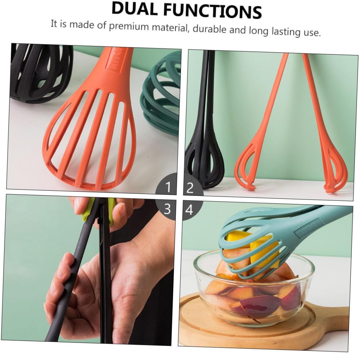 2 Stück Nylon Küchenzange Schneebesen Mixer