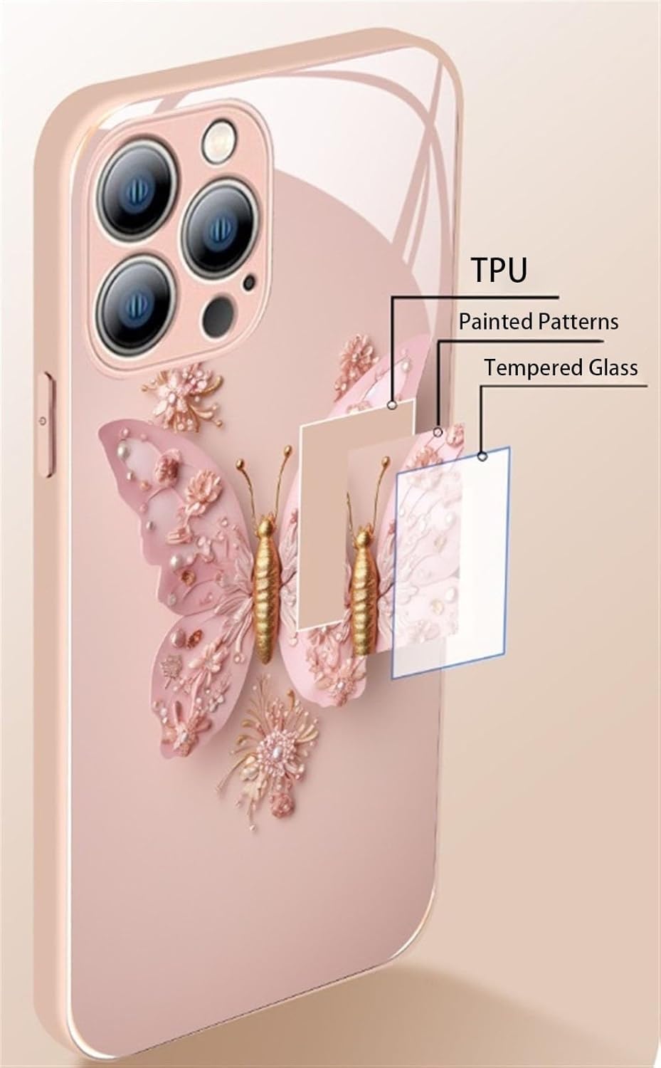 3D-Schmetterlingsglas für iPhone | Eleganter Schutz in 3D | 1+1 GRATIS