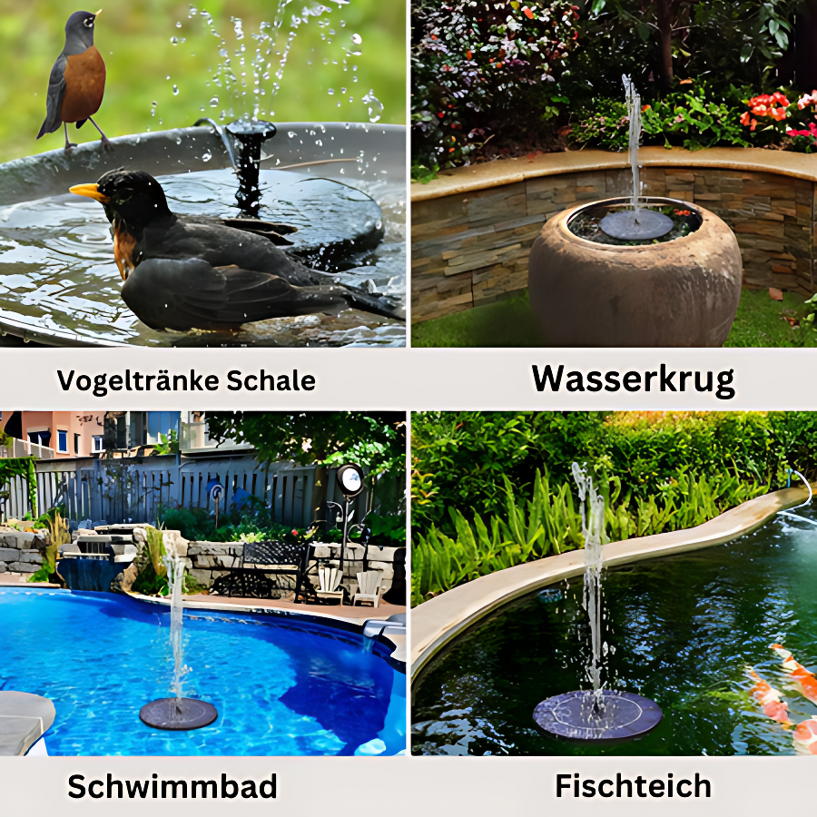 SunAqua™ -  Solarbetriebener Wasserspringbrunnen | 50% RABATT