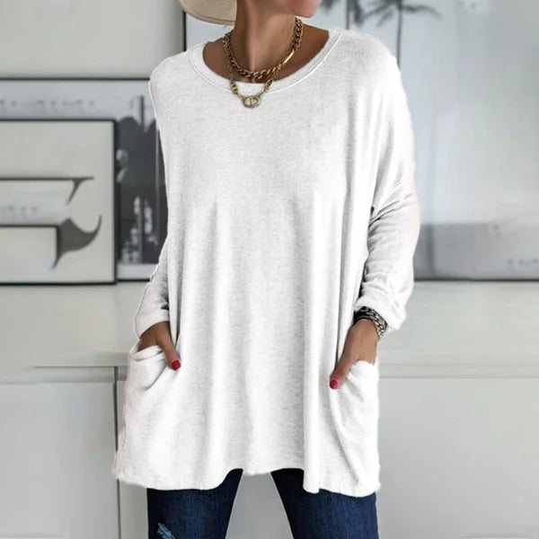 CasualEase – Lässiges Langarmshirt mit Tasche | 50% RABATT