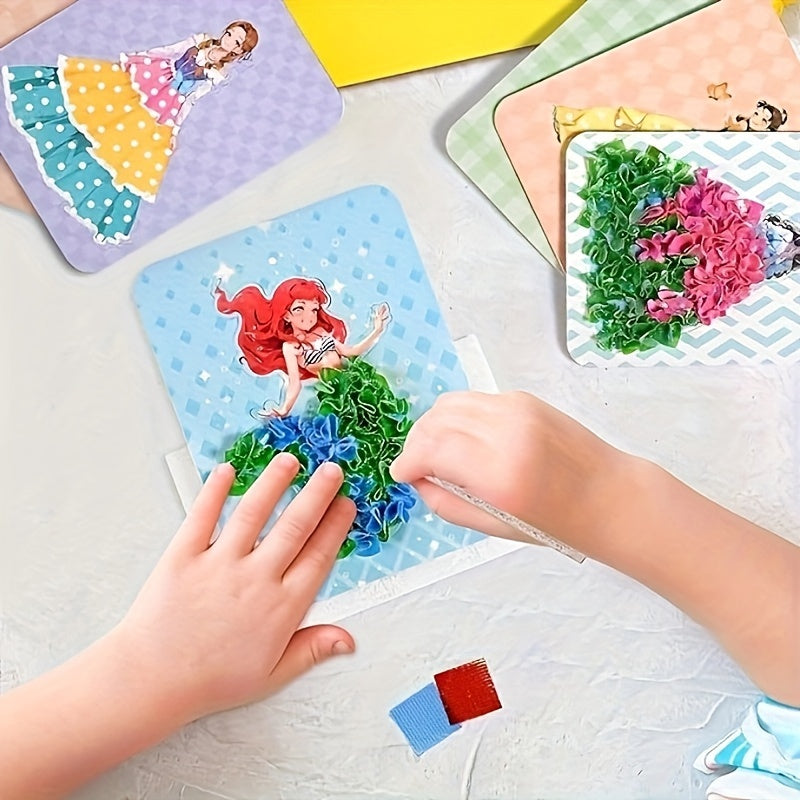 12Stück Prinzessin Board Aufkleber Stoff Poke Kunst DIY Kit