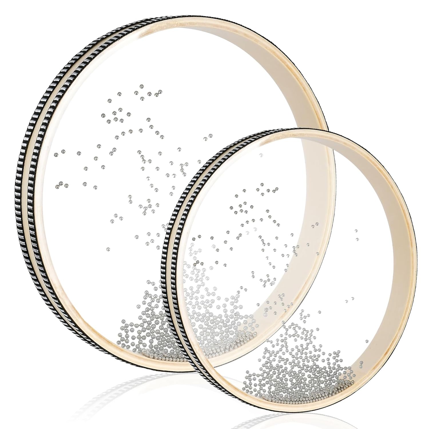 2 Stück Wellenperlen-Ozeantrommel Meeresklangtrommel mit Holzmuschel Musikinstrument Percussion für Schulbedarf zu Hause