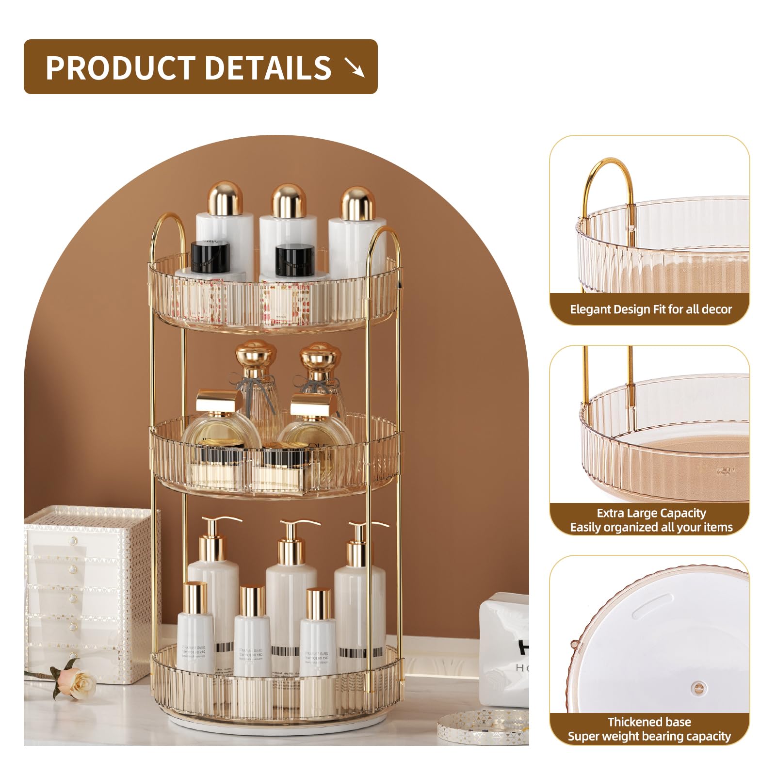 360 Grad drehbarer Make-up-Organizer, transparente Aufbewahrung mit hoher Kapazität