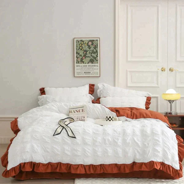 LaceBreeze™ 200 x 230 cm - 4-teiliges Sommer-Bettwäscheset aus Eiskühlendem Seersucker