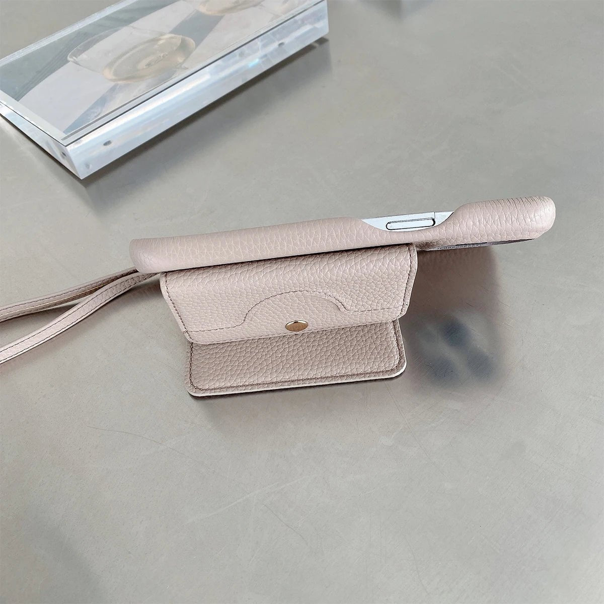 Deluxe gespiegeltes Leder Kartenhalter Telefonetui