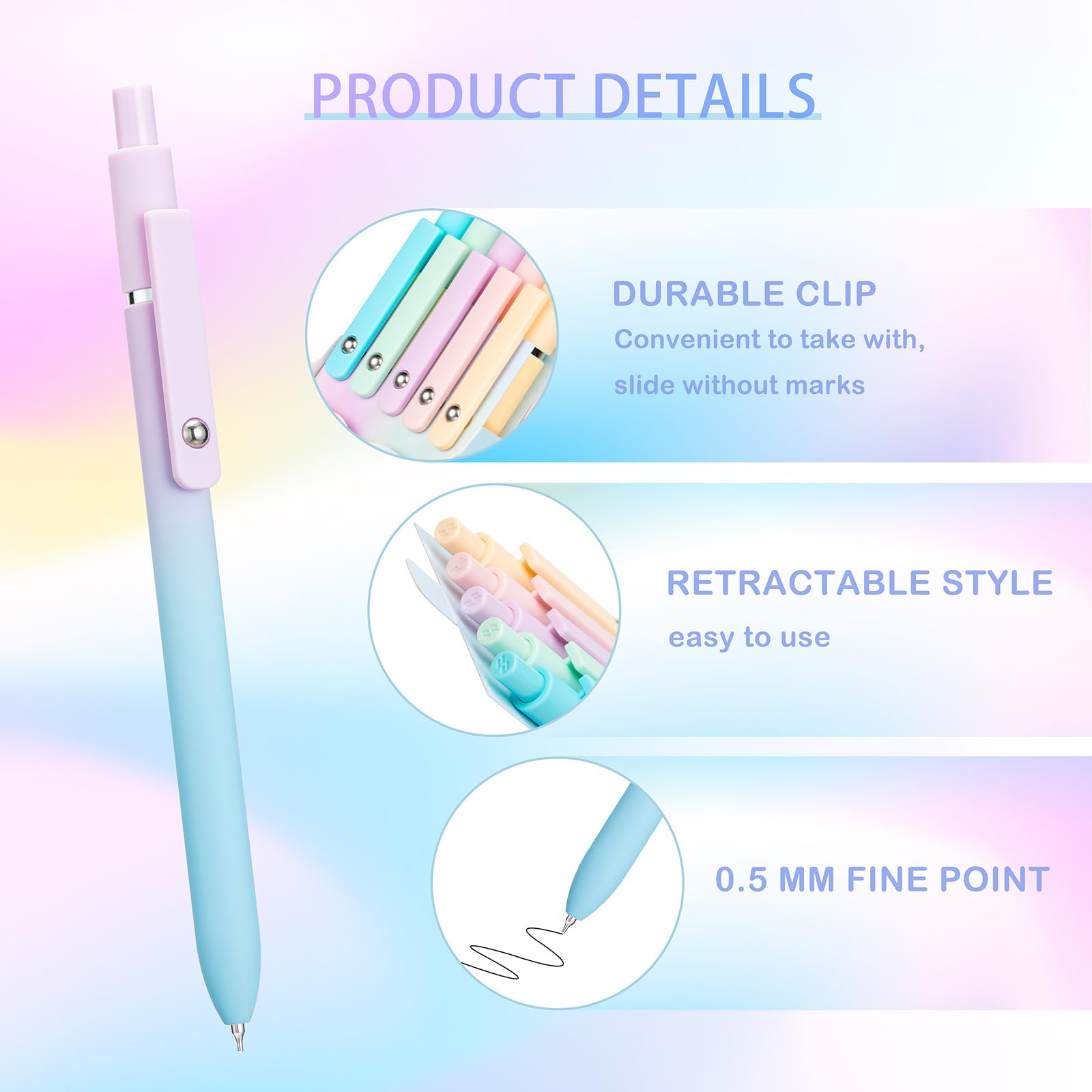 PenLux® 5-teiliges Gelstift-Set mit Farbverlauf | 50% RABATT