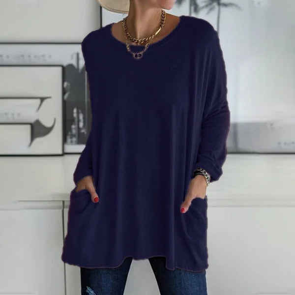 CasualEase – Lässiges Langarmshirt mit Tasche | 50% RABATT