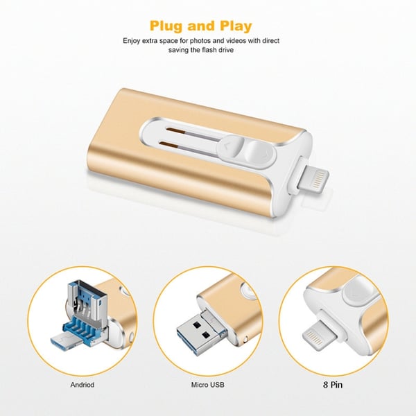 32~256GB Micro USB + 8 Pin + USB 3.0 4 in 1 Handy Computer U-Disk | 50% RABATT