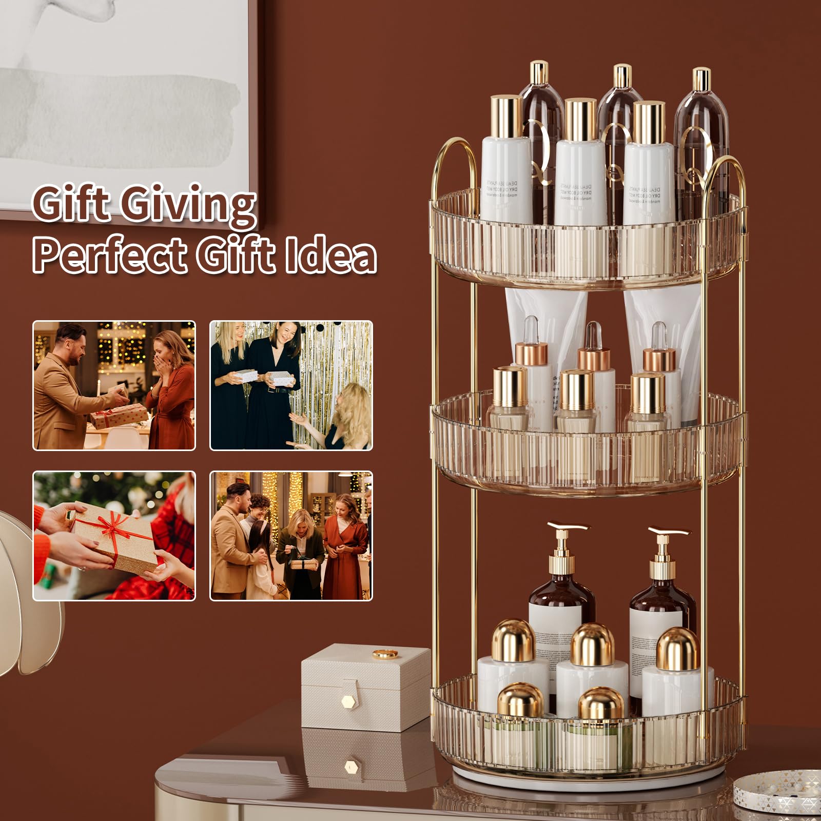 360 Grad drehbarer Make-up-Organizer, transparente Aufbewahrung mit hoher Kapazität