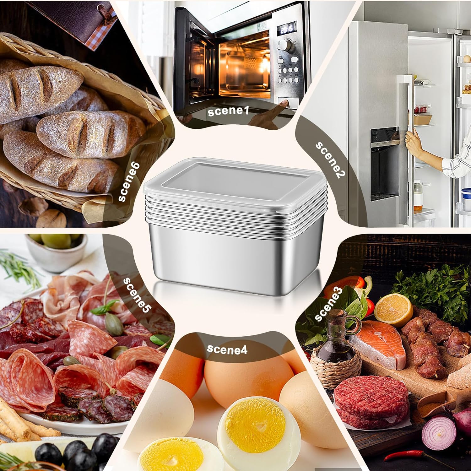 Aufbewahrungsbox Lebensmittelaufbewahrungsboxen Backofen Gefrierschrank Geschirrspüler sicher BPA-frei 6er-Pack