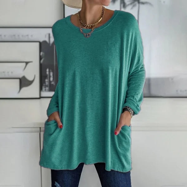 CasualEase – Lässiges Langarmshirt mit Tasche | 50% RABATT