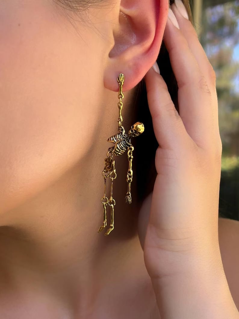 MystiGold – Skelett-Ohrringe in Gold | 1+1 GRATIS